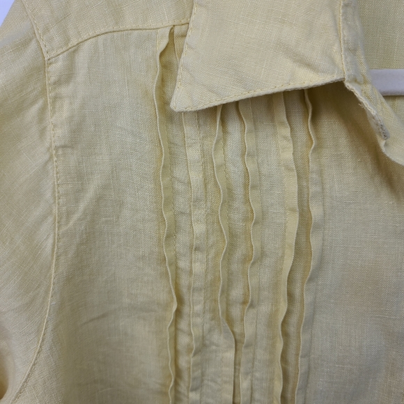 Click Yellow Linen Button Down Tunic Shirt Medium - Picture 6 of 7